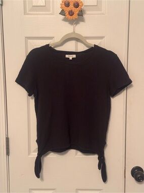 Madewell Black Short Sleeve Tie-Hem Tee